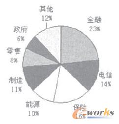 2006年中国BI市场各行业所占比例